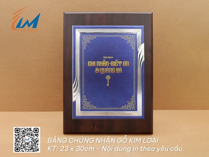 BẢNG CHỨNG NHẬN GỖ MẶT KIM LOẠI
