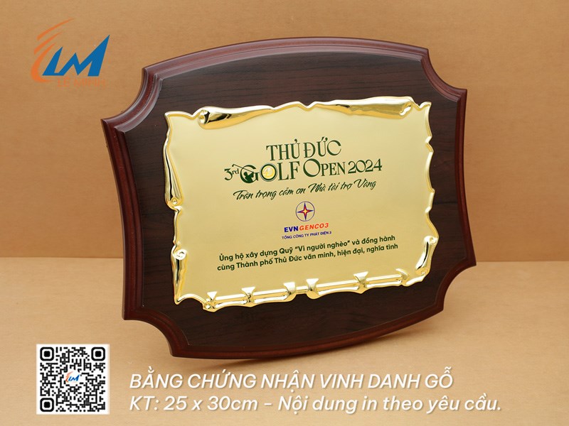 BẰNG CHỨNG NHẬN VINH DANH GỖ CAO CẤP