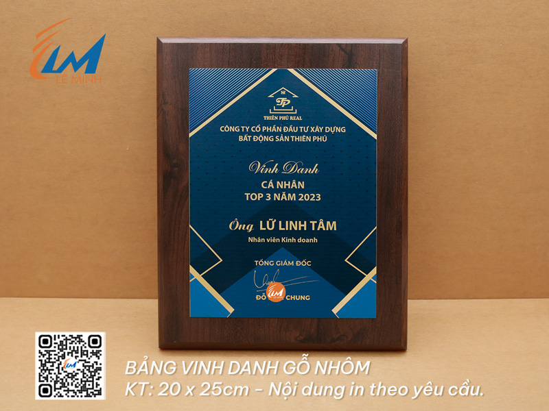 BẢNG VINH DANH 20CM x 25CM