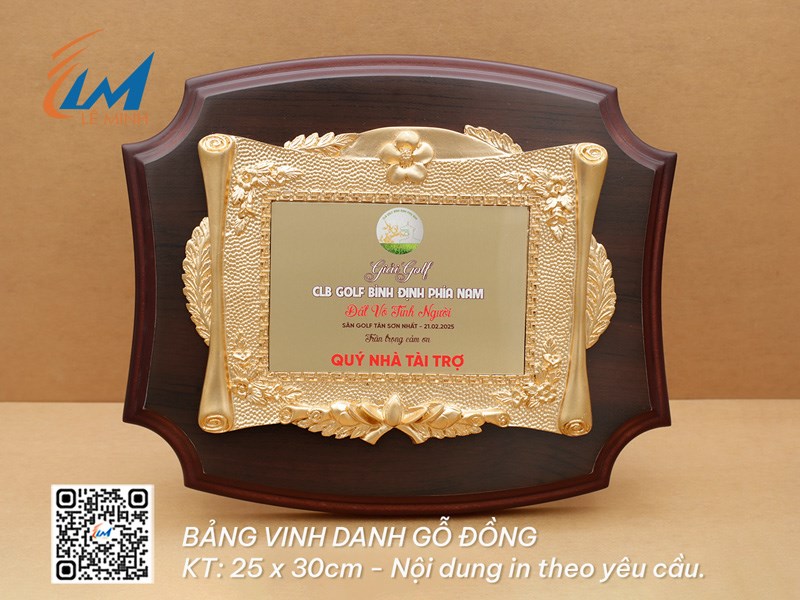 BẢNG VINH DANH GỖ ĐỒNG