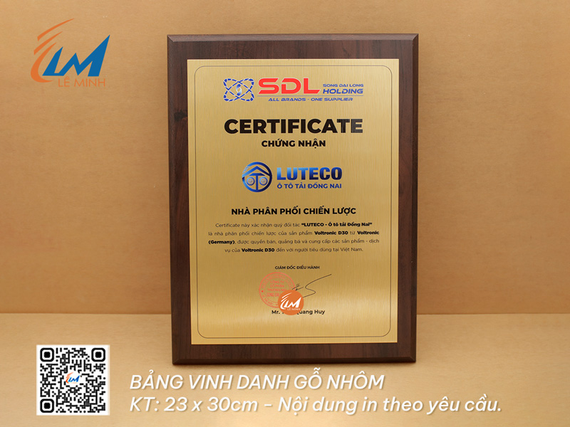 LÀM BẢNG VINH DANH 23CM X 30CM