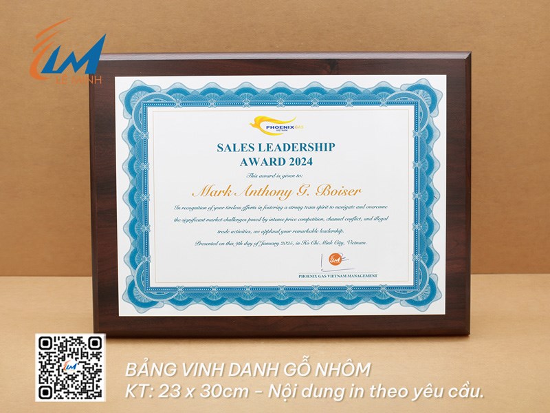 LÀM BẢNG VINH DANH 23CM X 30CM