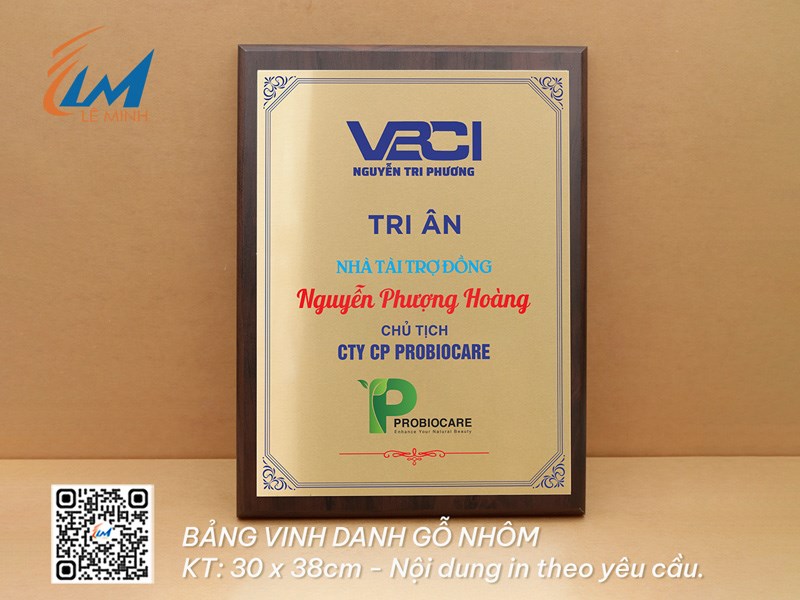 BẢNG VINH DANH 30CM X 38CM