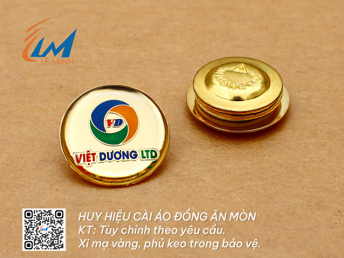 HUY HIỆU ĐỒNG MẠ VÀNG PHỦ KEO