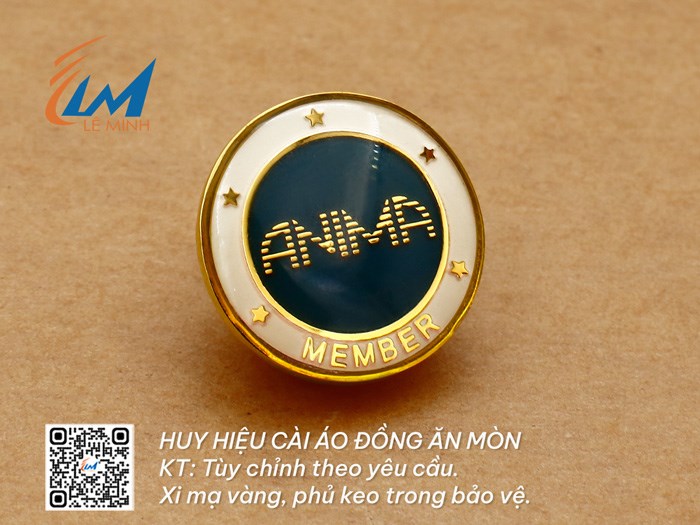 HUY HIỆU ĐỒNG MẠ VÀNG PHỦ KEO
