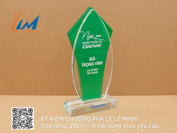 Kỷ niệm chương pha lê thủy tinh giá từ 220k - 375k